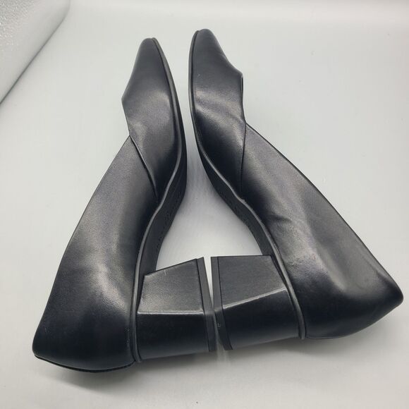 Paul Green Witt Black Leather Pointed Toe Pump Size US 10 Mid Block Heels New - Picture 6 of 12